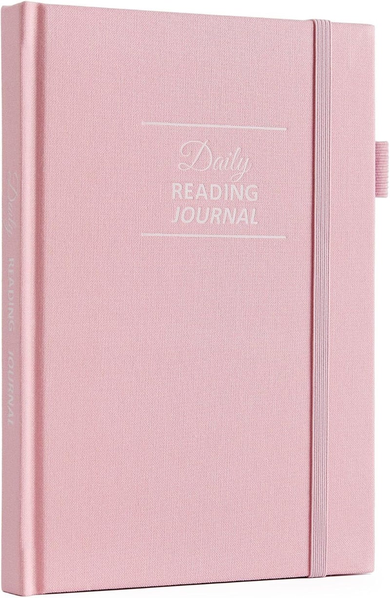 COMKISO Store Reading Journal for Book Lovers - 75 Book Journal Reading Log for Book Tracking, A5 Linen Book Review Journal with TBR Tracker List, Ratings, Challenges, Prompts, and Index - Pink - Image 1